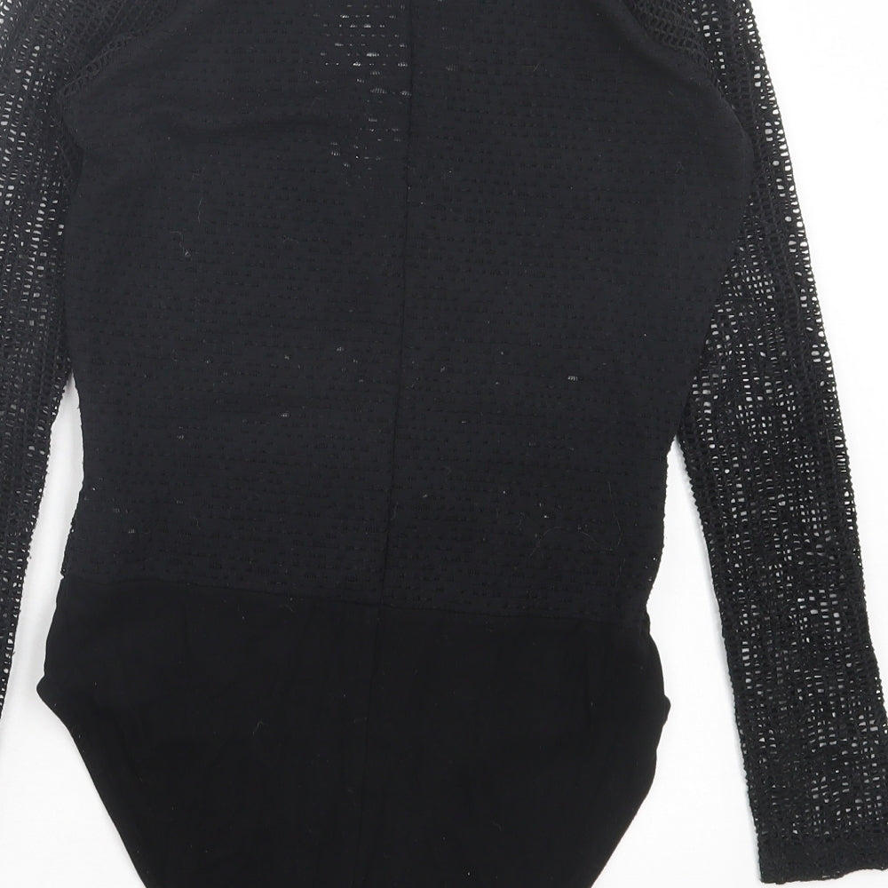 River Island Womens Black Polyester Bodysuit One-Piece Size 10 Snap