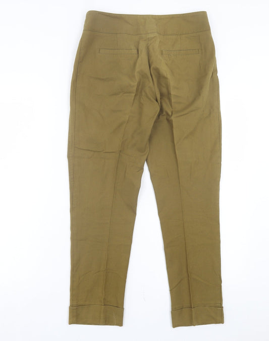 Topshop Womens Green Cotton Trousers Size 6 L28 in Regular Button