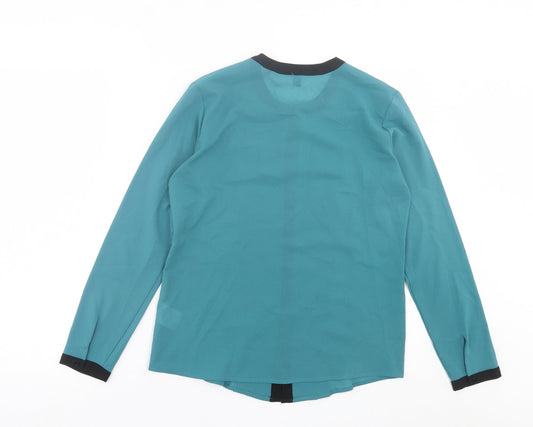 Esprit Womens Green Polyester Basic Button-Up Size 8 Crew Neck