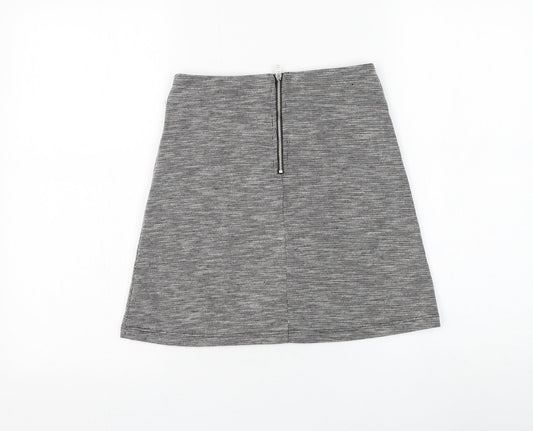 Miss Selfridge Womens Grey Polyester A-Line Skirt Size 6 Zip