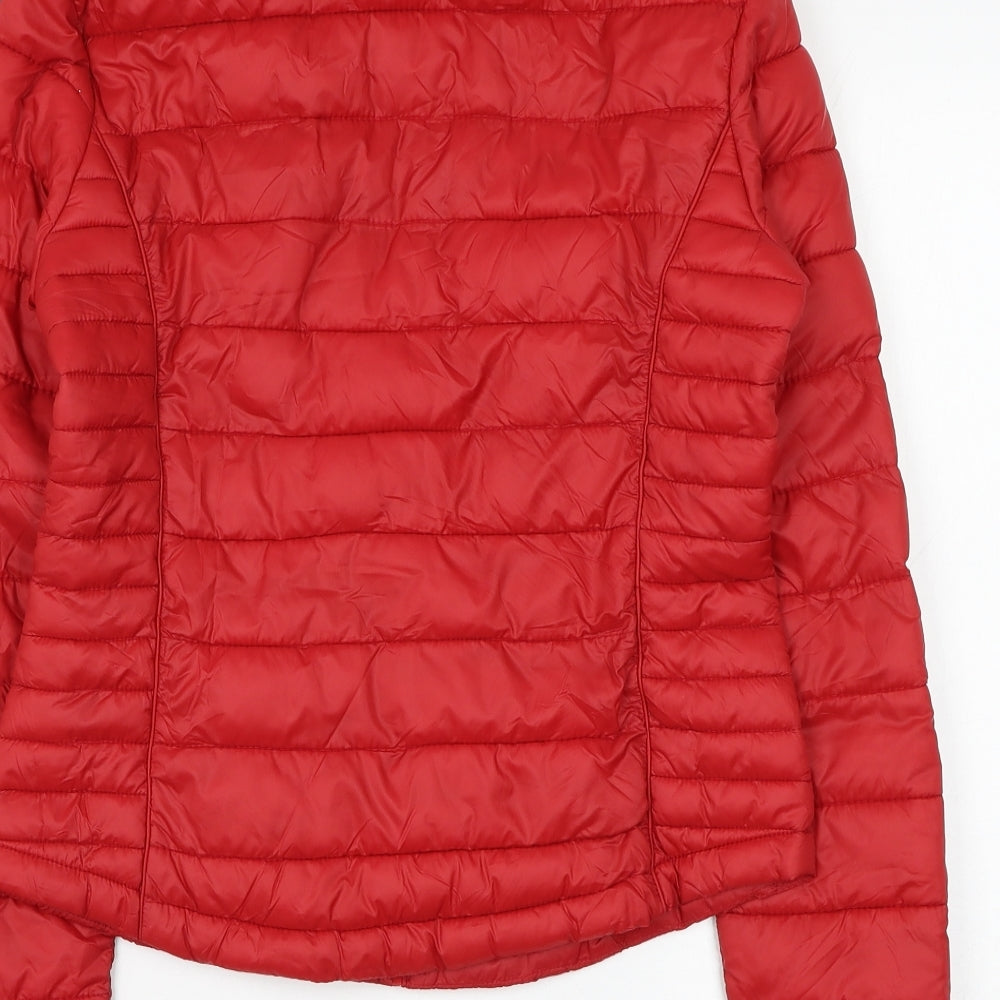 Primark Womens Red Puffer Jacket Coat Size 6 Zip