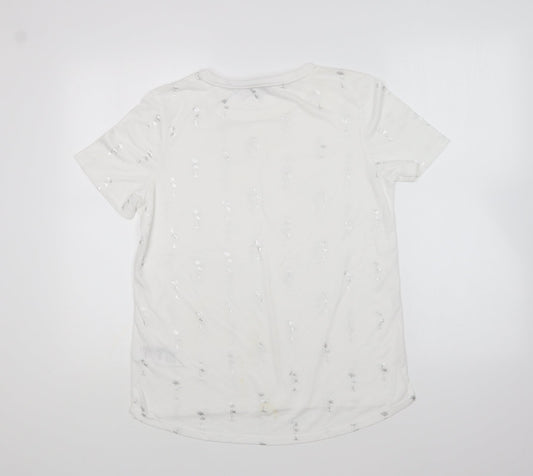 Womens UK Size M Oasis White Basic T-Shirt