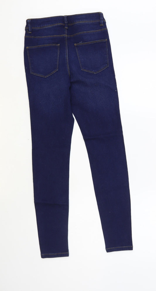 Denim & Co. Womens Blue Cotton Skinny Jeans Size 6 L27 in Regular Button