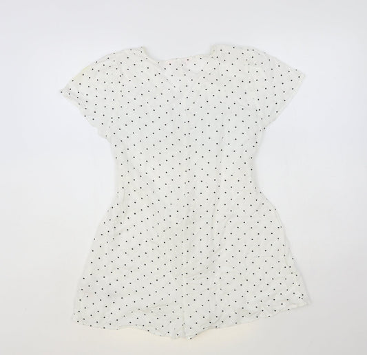 Miss Selfridge Womens Polka Dot Viscose Playsuit One-Piece Size 12 Button