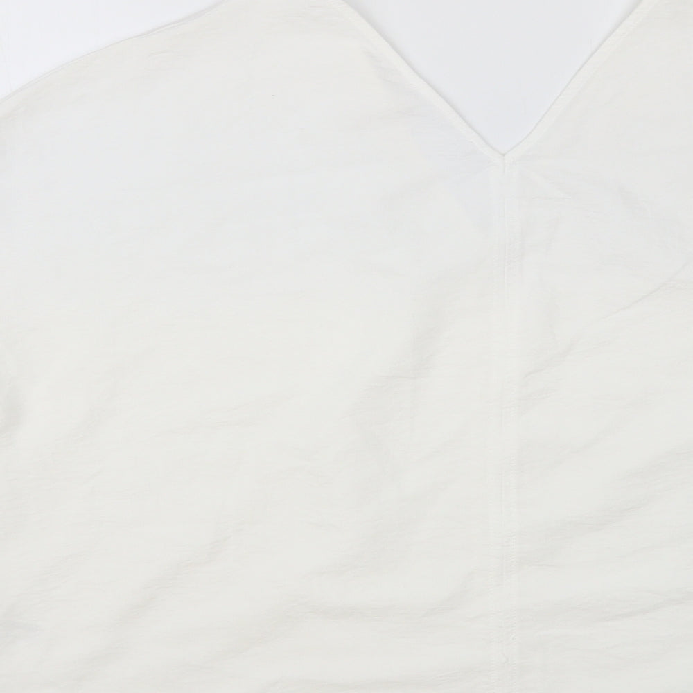 Primark Womens White Polyester Basic Blouse Size 14 V-Neck