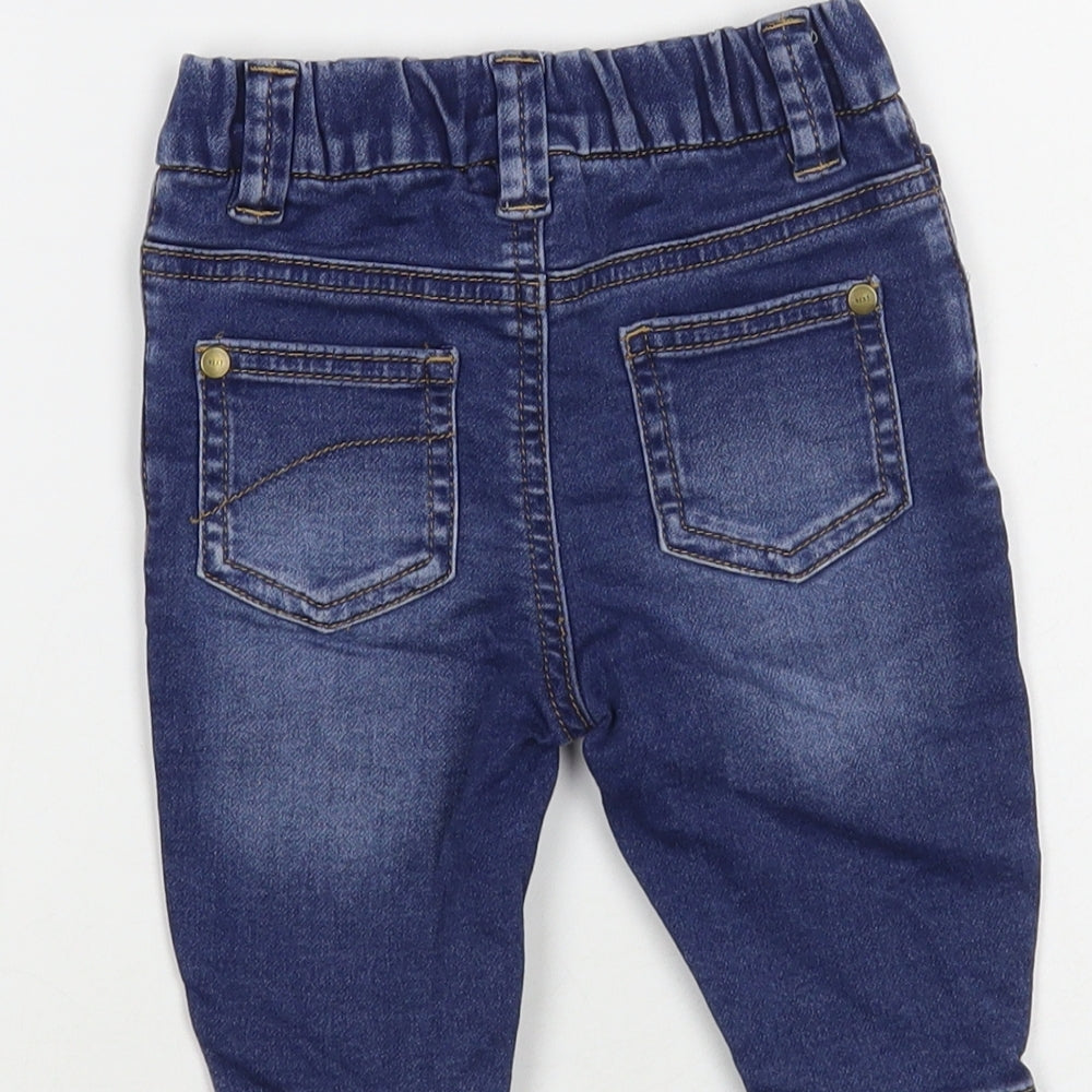 NEXT Baby Blue Cotton Jogger Jeans Size 3-6 Months Snap