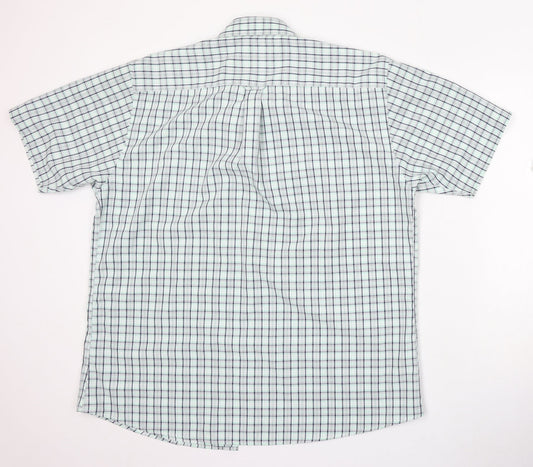 Mens UK Size L Lincoln Green Button-Up Short Sleeve Casual Shirt