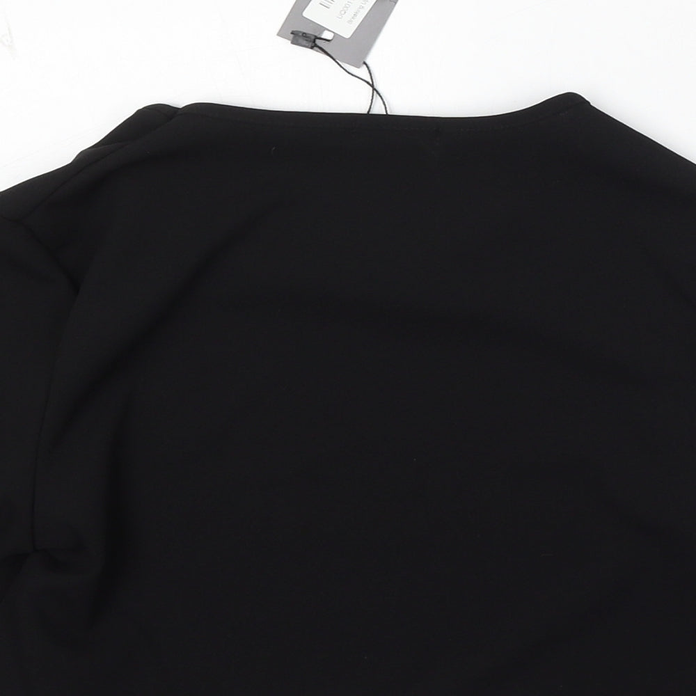Nasty Gal Womens Black Polyester Basic Blouse Size 10 Round Neck