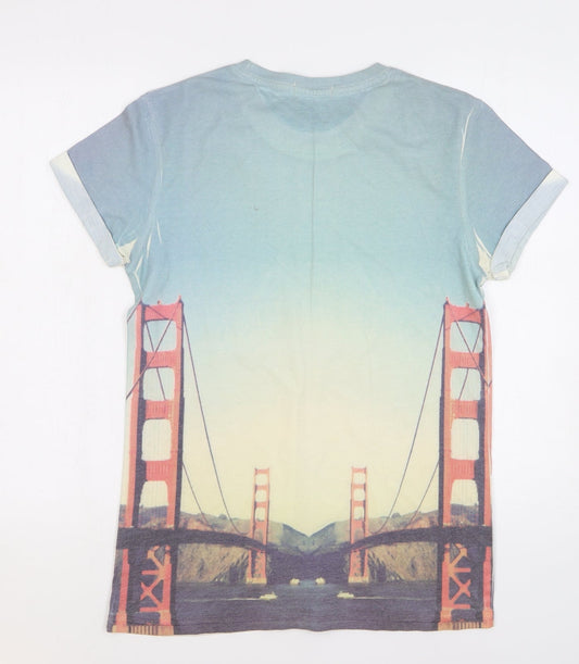 River Island Mens Blue Polyester T-Shirt Size S Round Neck - San Francisco