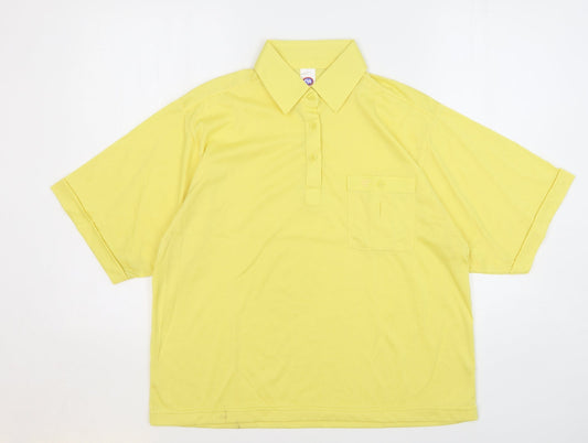 Womens UK Size 16 C&A Yellow Basic Polo