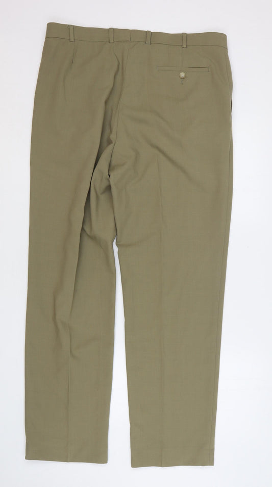 Womens UK Size 38 Marks and Spencer Regular Fit Green Trousers