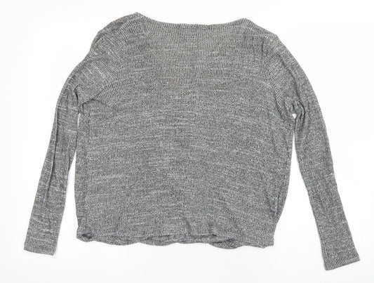 Womens UK Size 8 River Island Grey Wrap Jumper