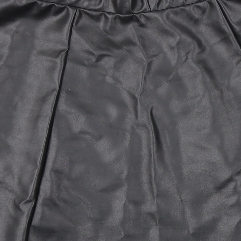 ASOS Womens Black Polyurethane Skater Skirt Size 6 - Elasticated waist