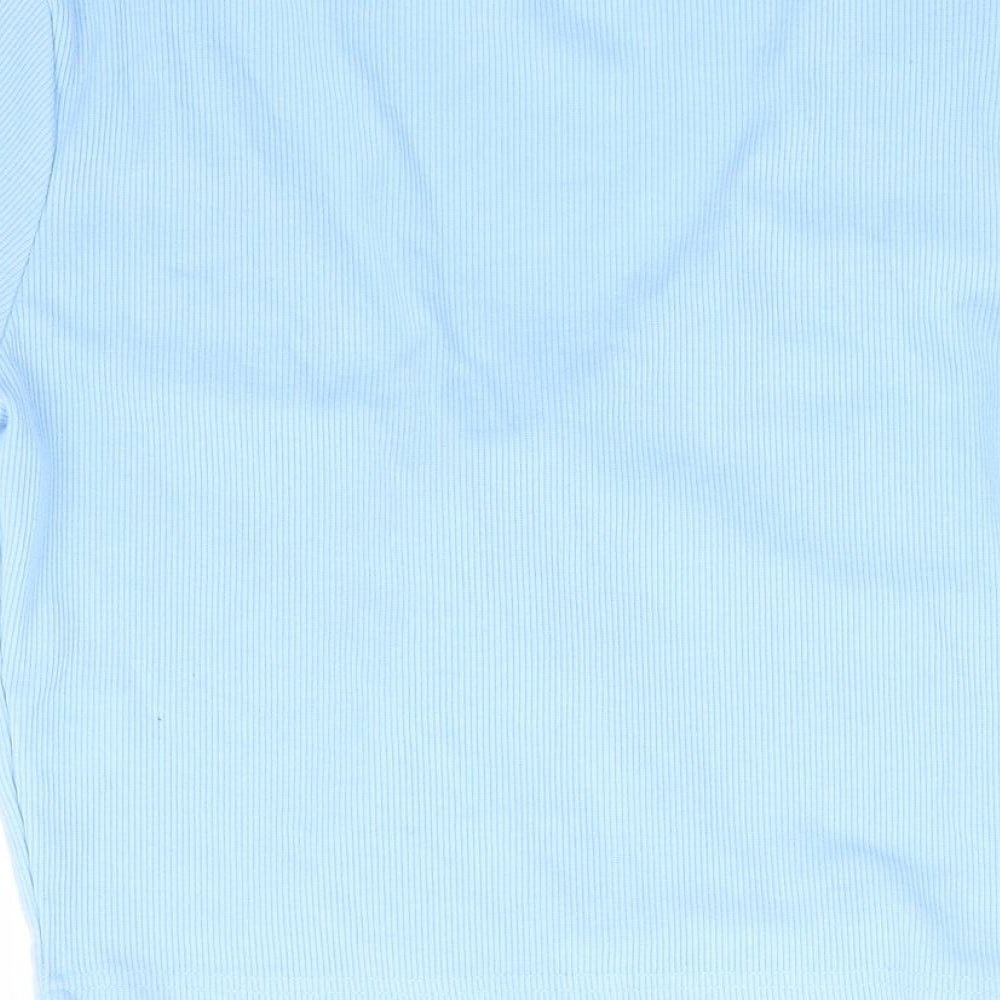 SheIn Womens Blue V-Neck Polyester Shrug Jumper Size XS - Ribbed Tie Front