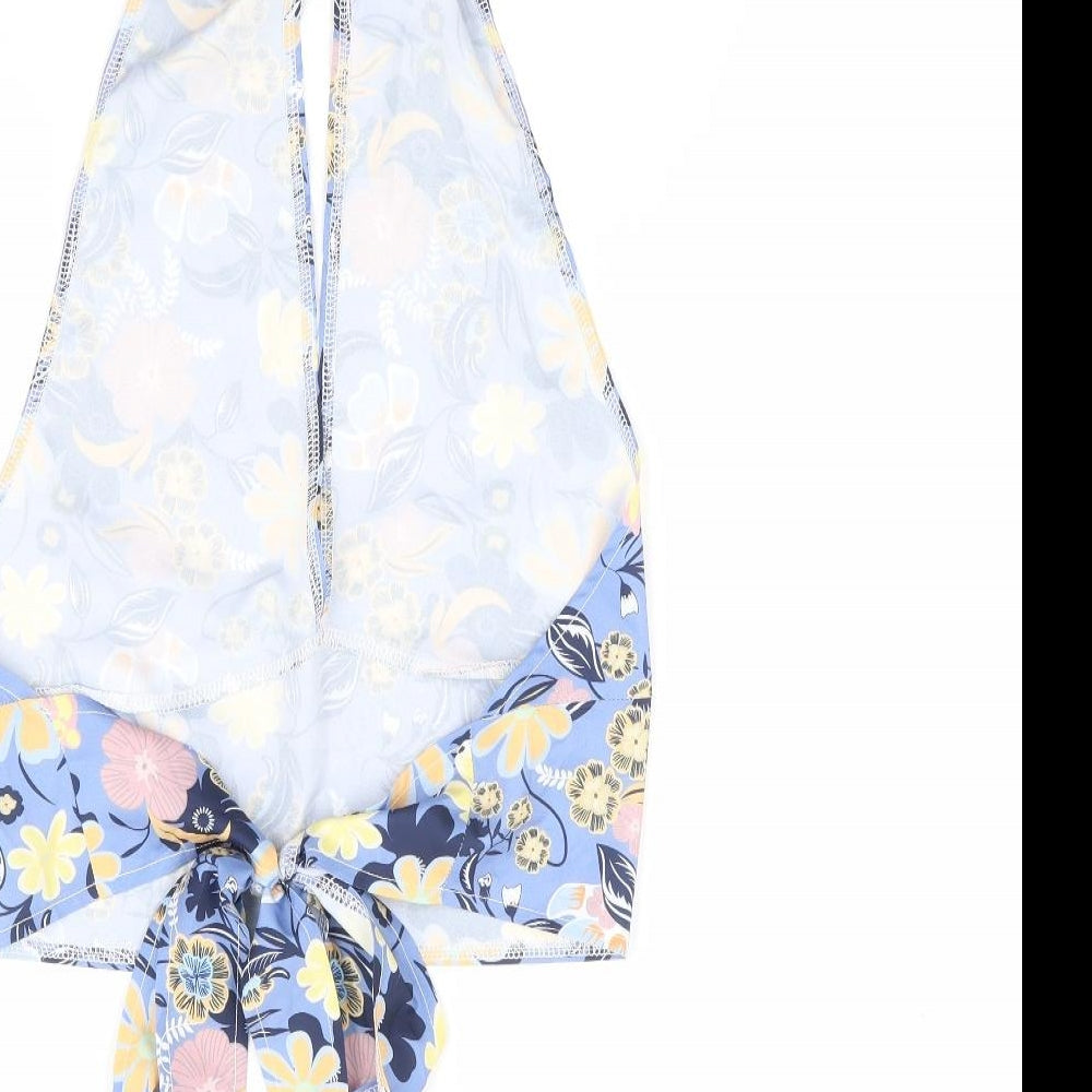 SheIn Womens Blue Floral Polyester Cropped Blouse Size XS Halter