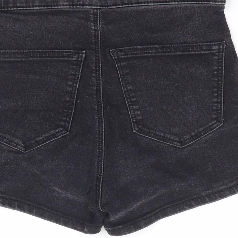 Topshop Womens Black Cotton Hot Pants Shorts Size 8 L3 in Regular Zip