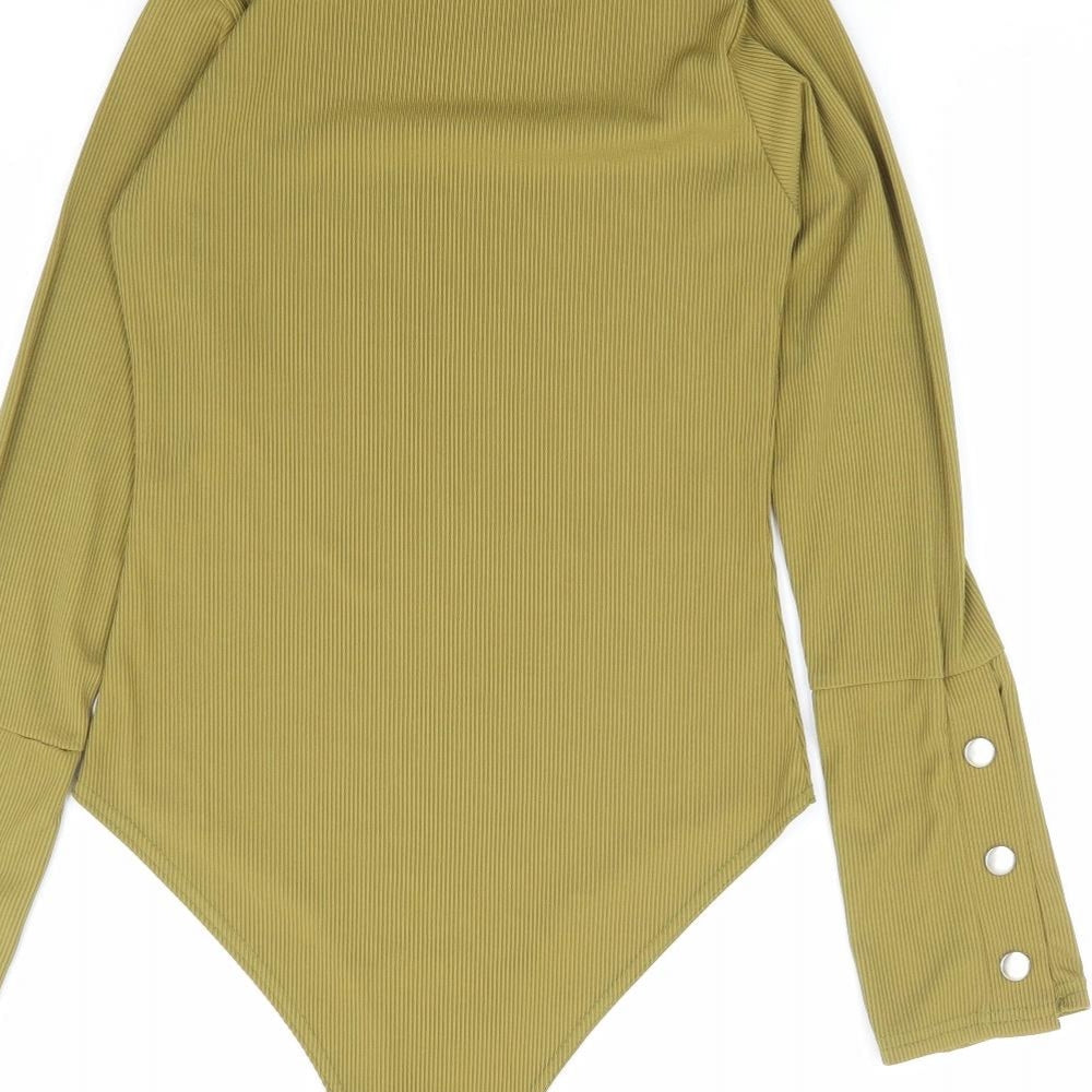 I SAW IT FIRST Womens Green Polyester Bodysuit One-Piece Size 6 Snap - Ribbed