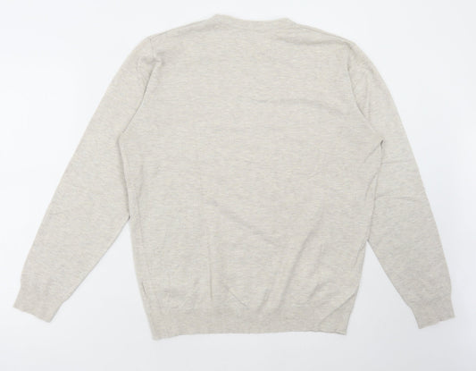 Debenhams Mens Beige Round Neck Viscose Pullover Jumper Size M