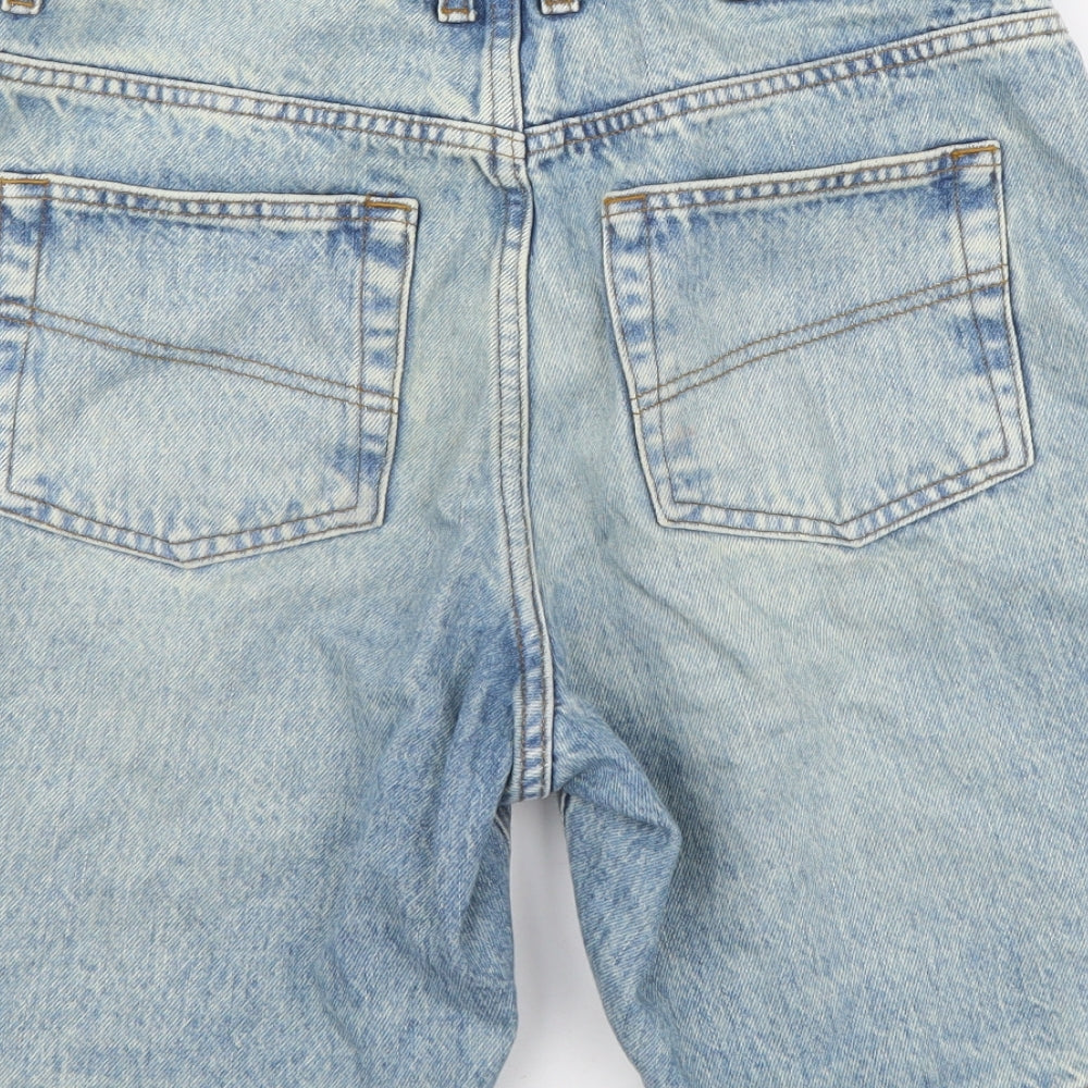 COLLUSION Womens Blue Cotton Bermuda Shorts Size 8 L8 in Regular Button