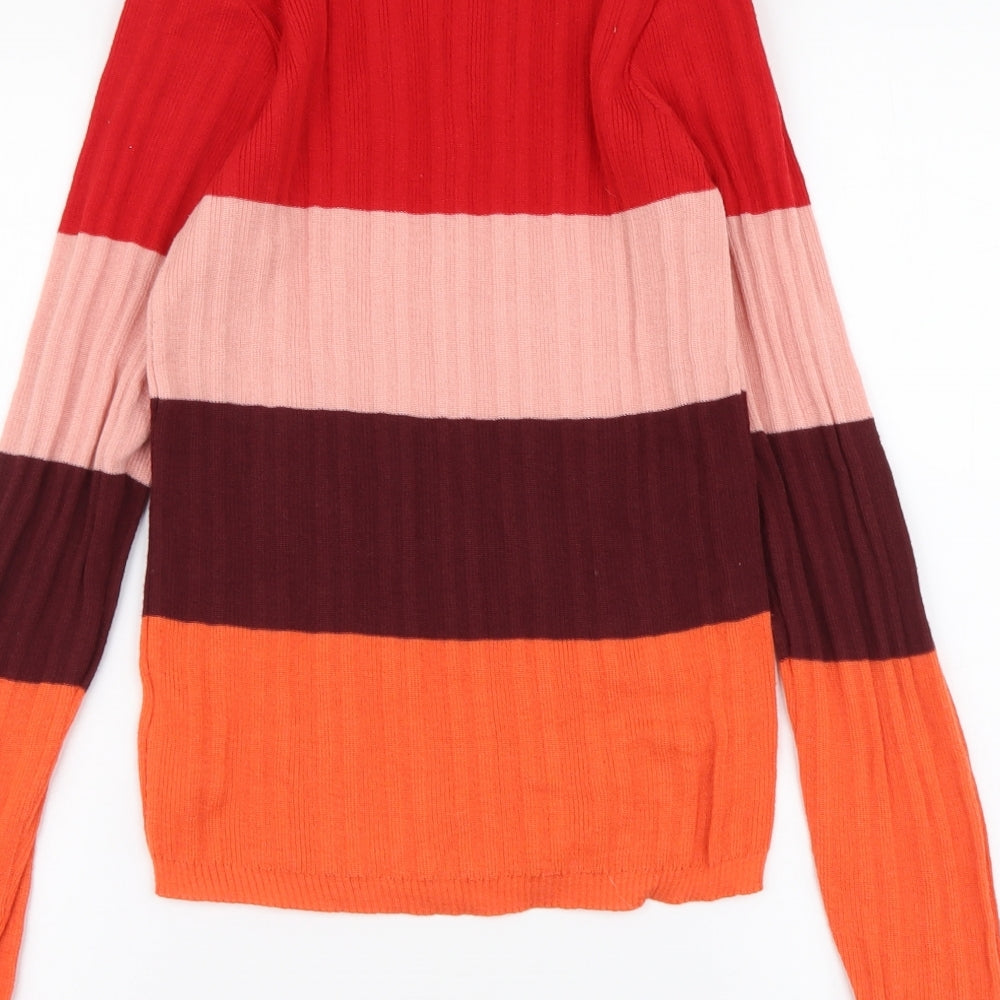 Primark Womens Multicoloured Round Neck Striped Polyester Pullover Jumper Size S