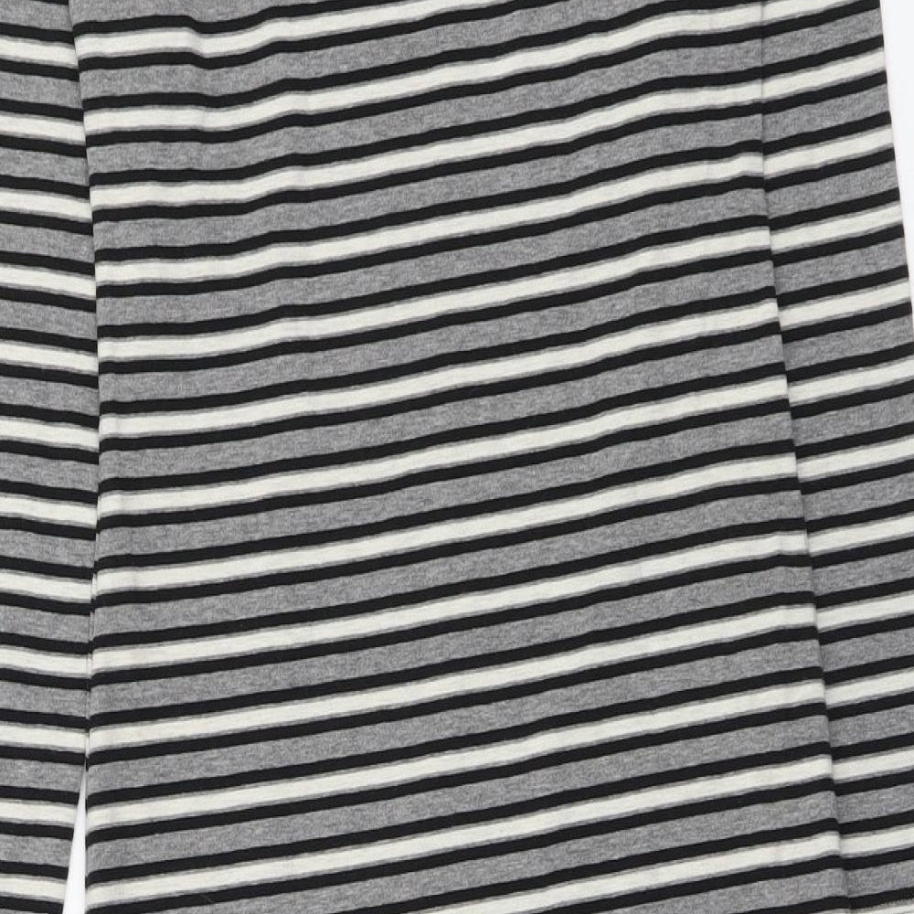 Primark Womens Grey Striped Cotton T-Shirt Dress Size 8 Round Neck Pullover