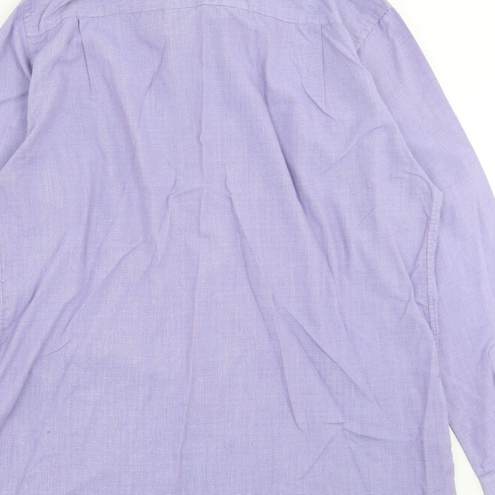 F&F Mens Purple Polyester Button-Up Size 16 Collared Button - Pocket Detail
