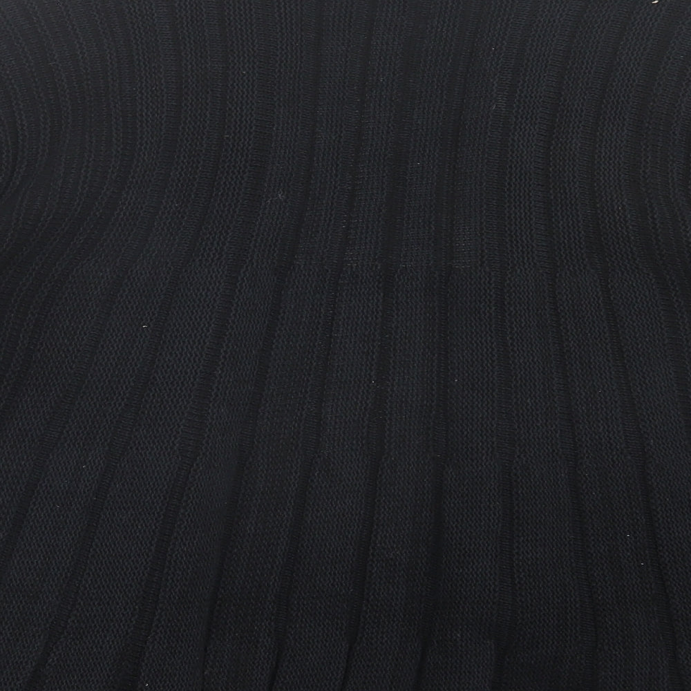 Glimpse Womens Black V-Neck Acrylic Cardigan Jumper Size M