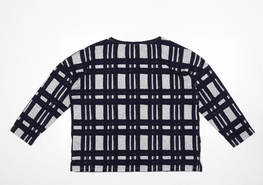 Nutmeg Womens Blue Round Neck Striped Polyester Pullover Jumper Size 18