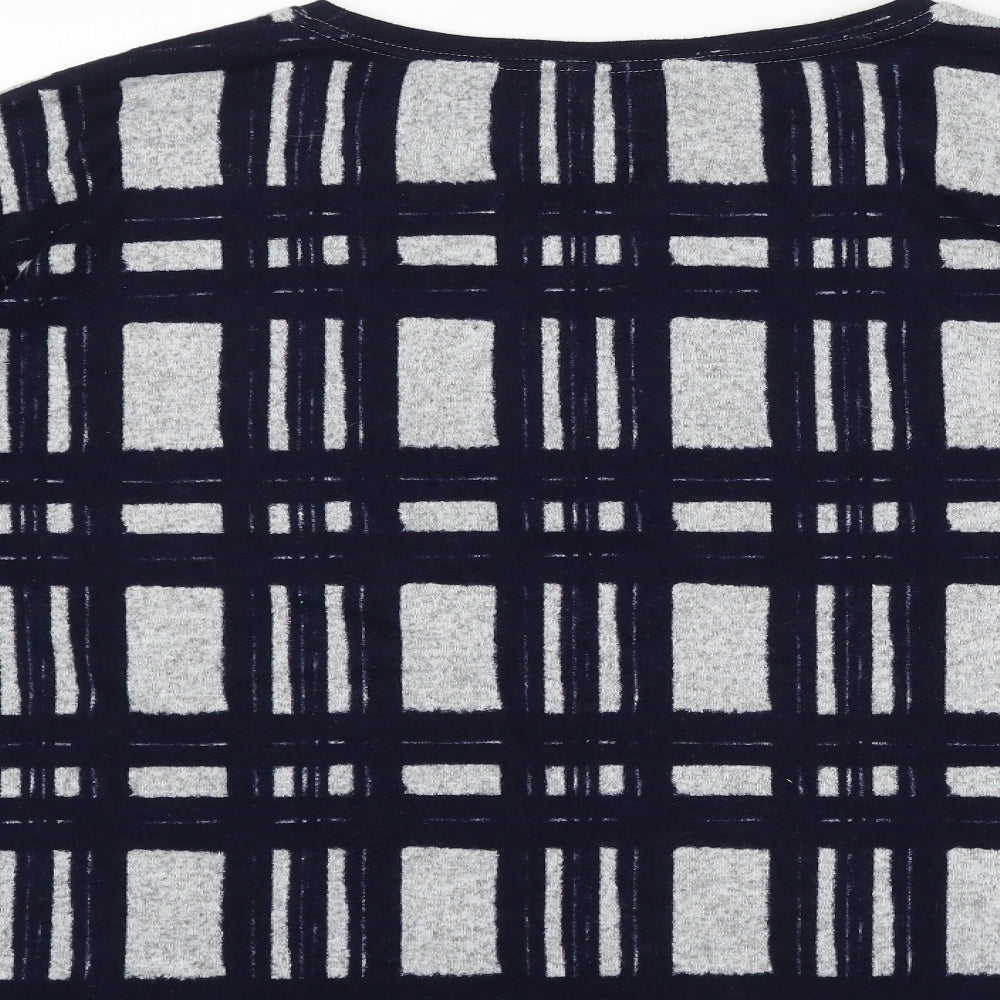 Nutmeg Womens Blue Round Neck Striped Polyester Pullover Jumper Size 18