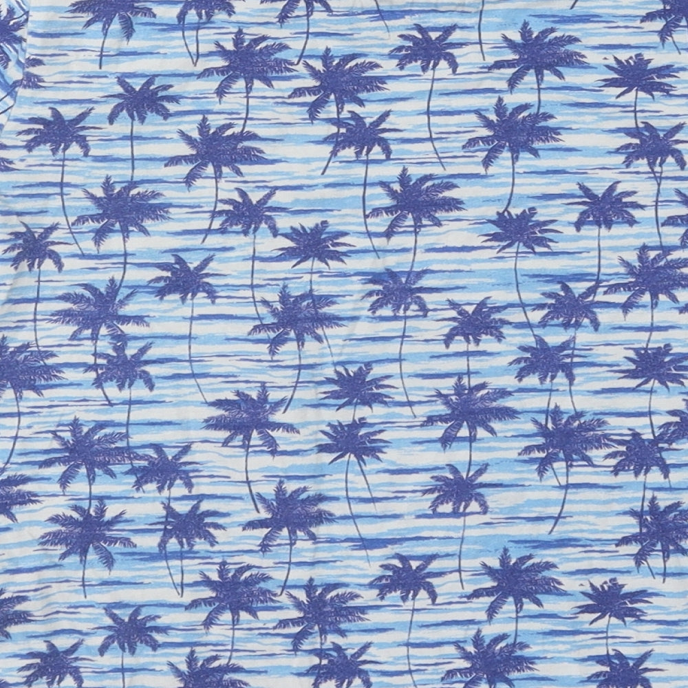 Peacocks Boys Blue Geometric Cotton Basic T-Shirt Size 10-11 Years Round Neck Pullover - Ride The Wave Palm Trees