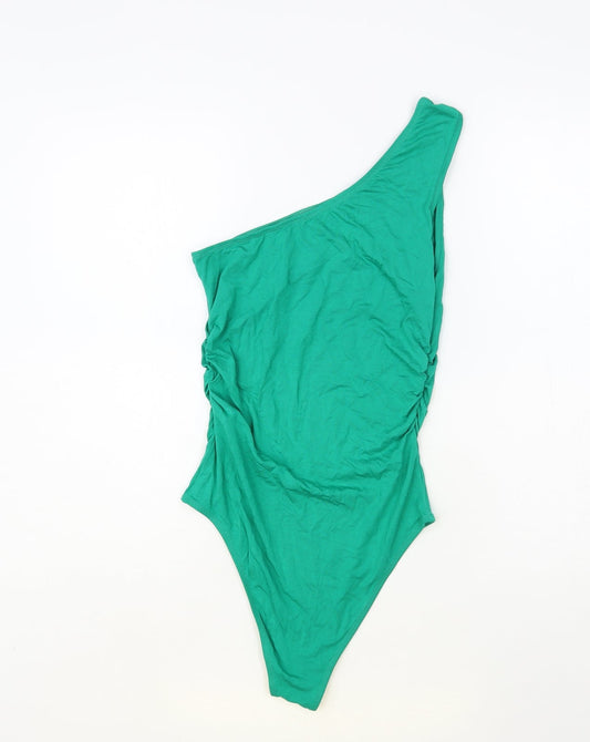 SheIn Womens Green Viscose Bodysuit One-Piece Size S Snap