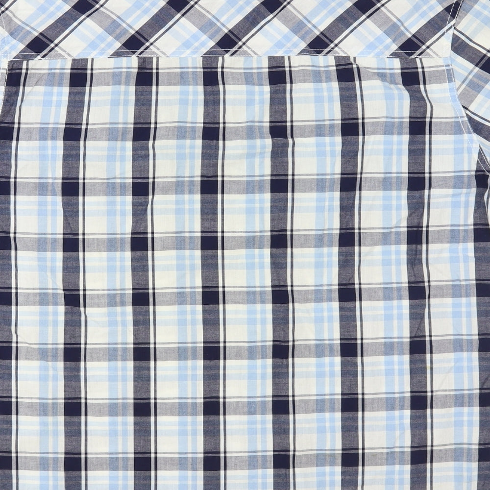 Mens UK Size M Lee Cooper Blue Button-Up Short Sleeve Casual Shirt