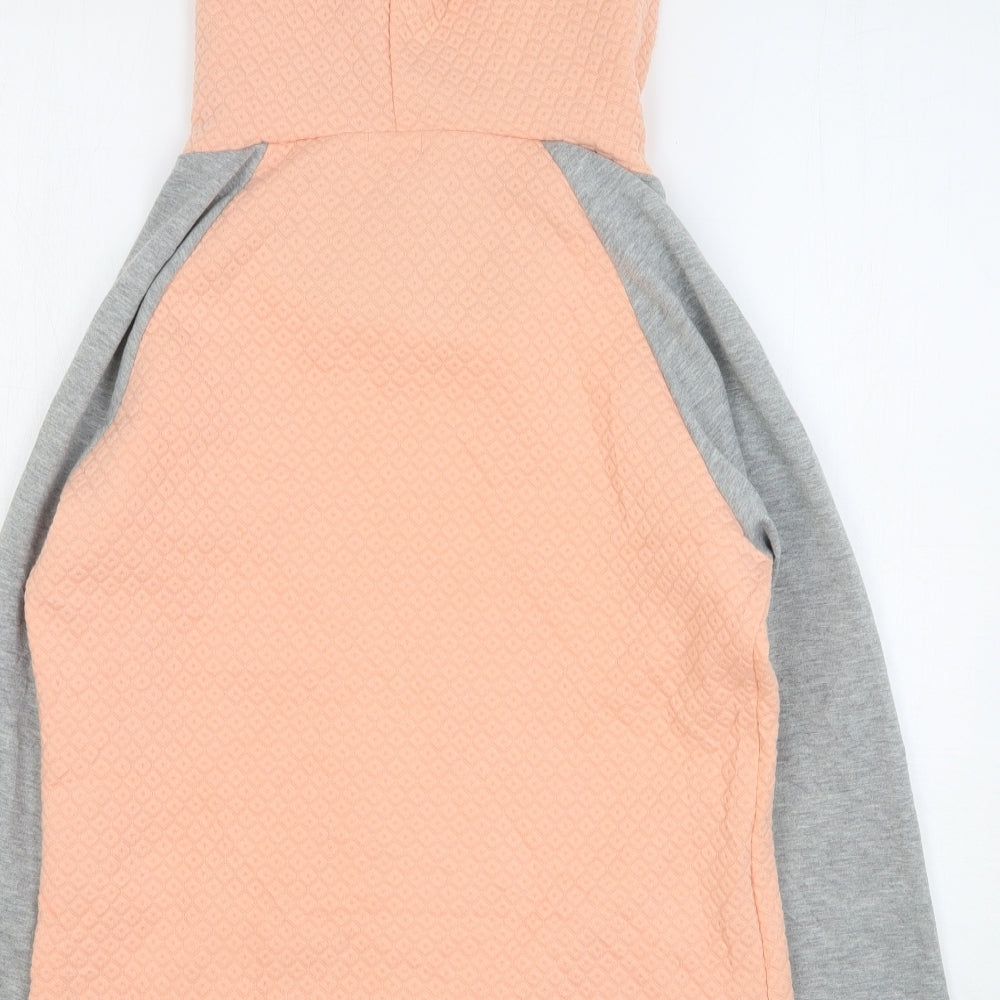 Yidaton Womens Pink Colourblock Cotton Pullover Hoodie Size S Zip