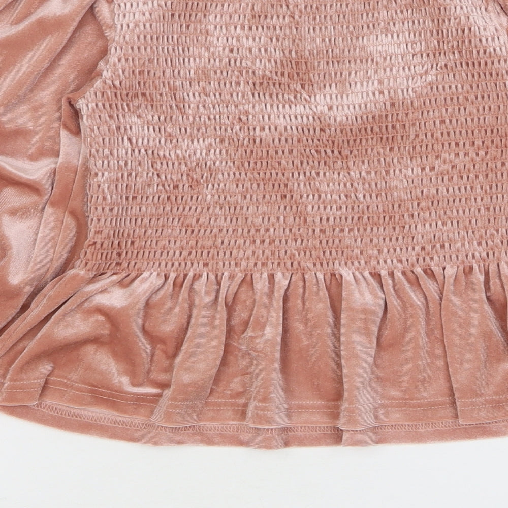 Primark Womens Pink Polyester Basic Blouse Size 10 Off the Shoulder