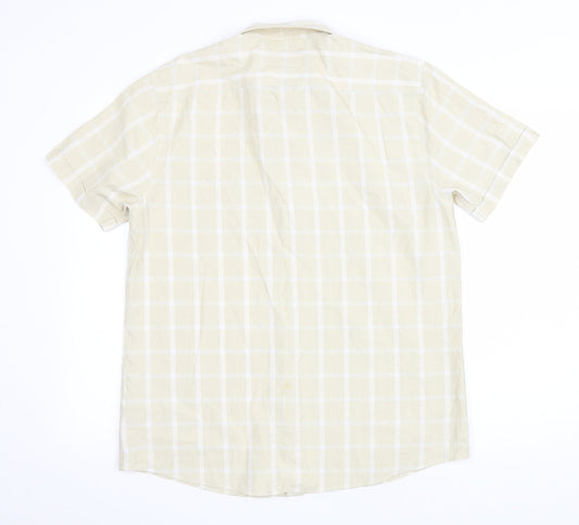 Mens UK Size M Lincoln Yellow Button-Up Short Sleeve Casual Shirt