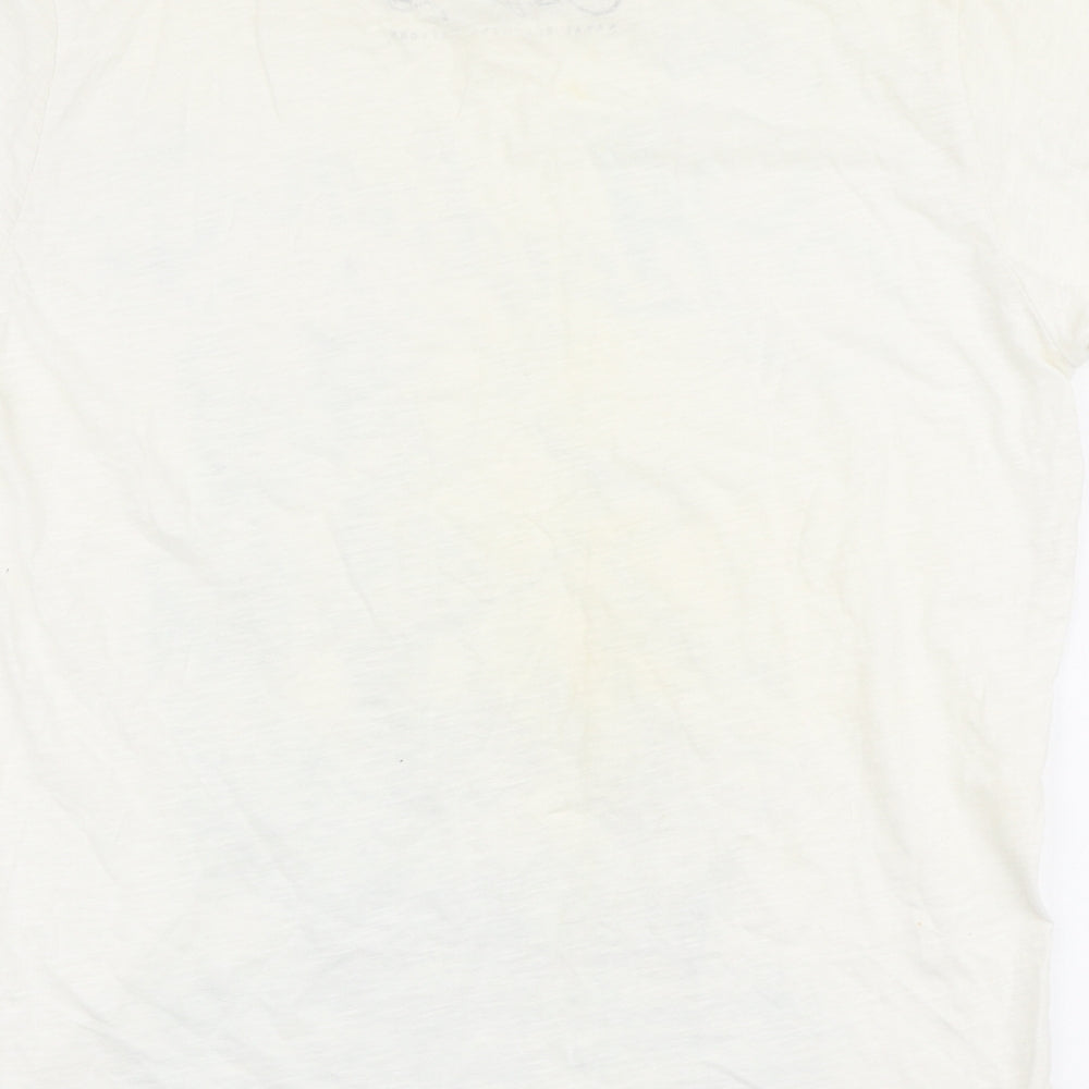 footasylum Womens Ivory Cotton Basic T-Shirt Size M Round Neck - Sail Boat