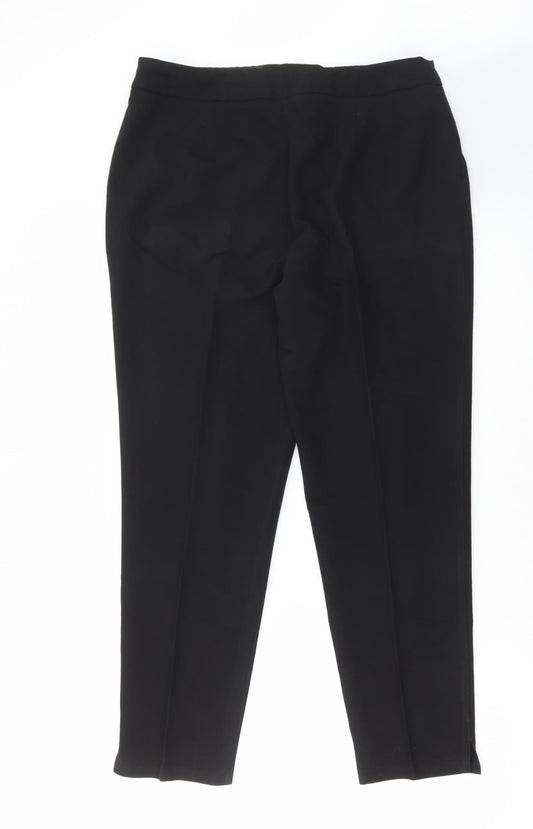 F&F Womens Black Polyester Trousers Size 14 L36 in Regular Hook & Eye