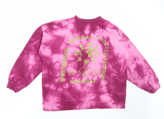 Boohoo Womens Pink Round Neck Cotton Pullover Jumper Size S - Official