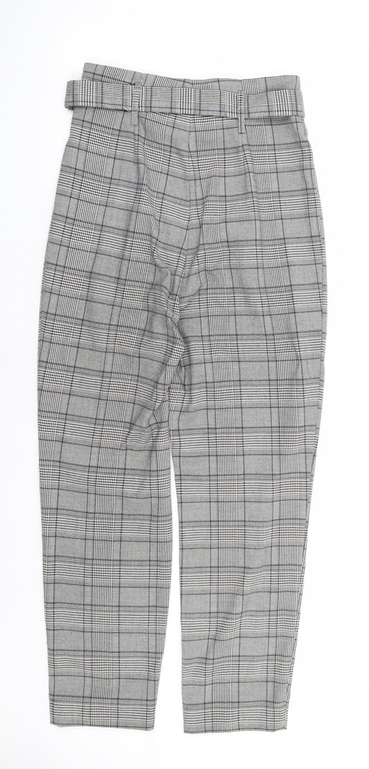 F&F Womens Grey Plaid Polyester Trousers Size 6 L27 in Regular Zip