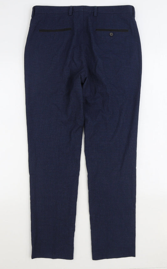 Burton Mens Blue Polyester Trousers Size 32 in L30 in Regular Zip