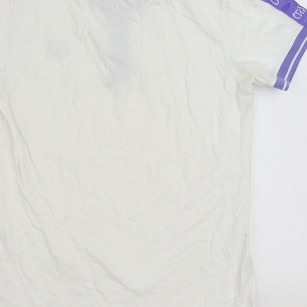 Twisted Soul Mens White 100% Cotton Polo Size S Collared Button