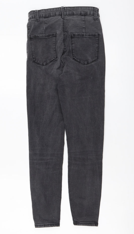 Denim & Co. Womens Grey Cotton Skinny Jeans Size 8 L25 in Regular Button