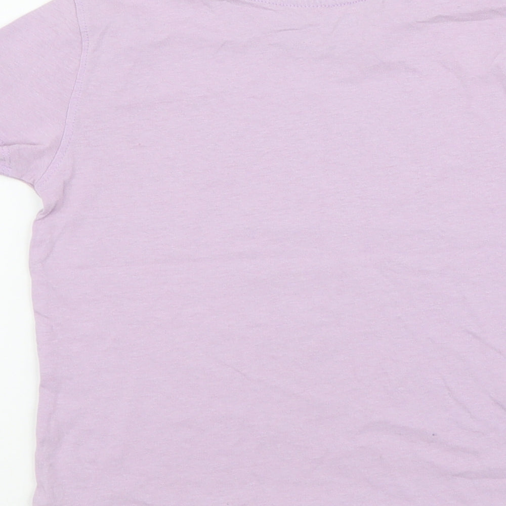 Primark Girls Purple Cotton Basic T-Shirt Size 4-5 Years Round Neck Pullover - California