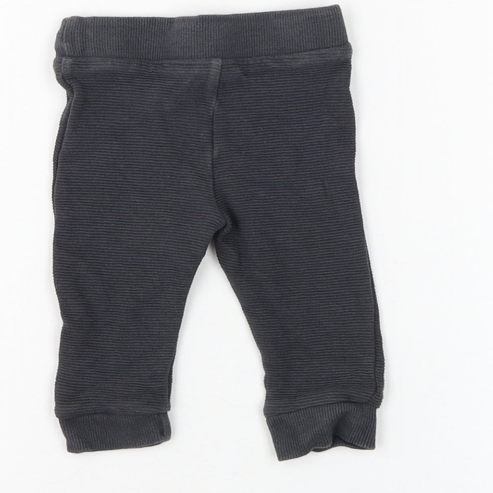 F&F Boys Grey Cotton Jogger Trousers Size 3-6 Months Drawstring
