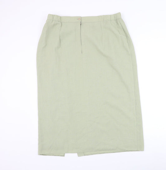 C&A Womens Green Polyester Straight & Pencil Skirt Size 20 Zip