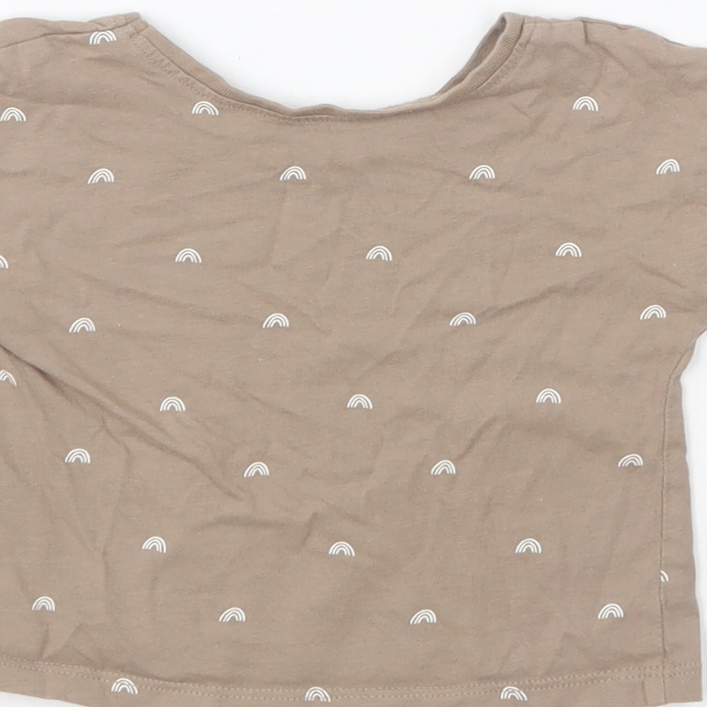 George Girls Brown Geometric Cotton Basic T-Shirt Size 3-6 Months Round Neck Pullover - Rainbow