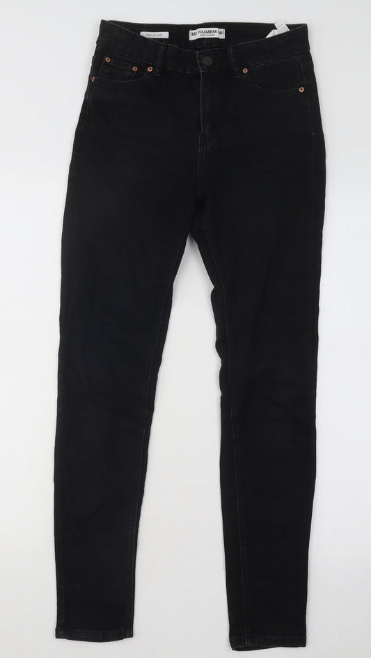 Pull&Bear Womens Black Cotton Skinny Jeans Size 26 in L26 in Regular Button
