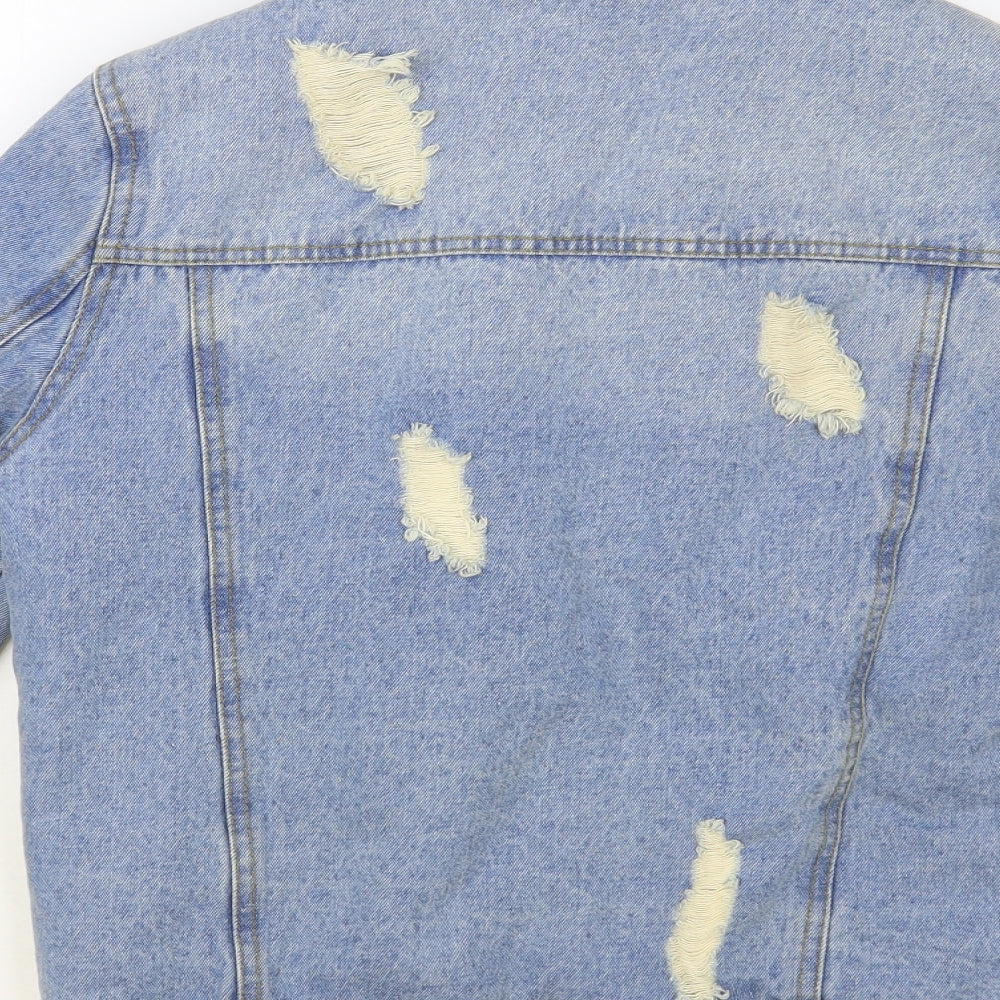 Denim & Co. Womens Blue Jacket Size 6 Button - Fluffy Lining