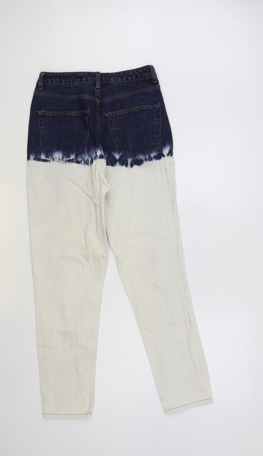 Topshop Womens Multicoloured Cotton Tapered Jeans Size 28 in L32 in Regular Button - Tie-Dye