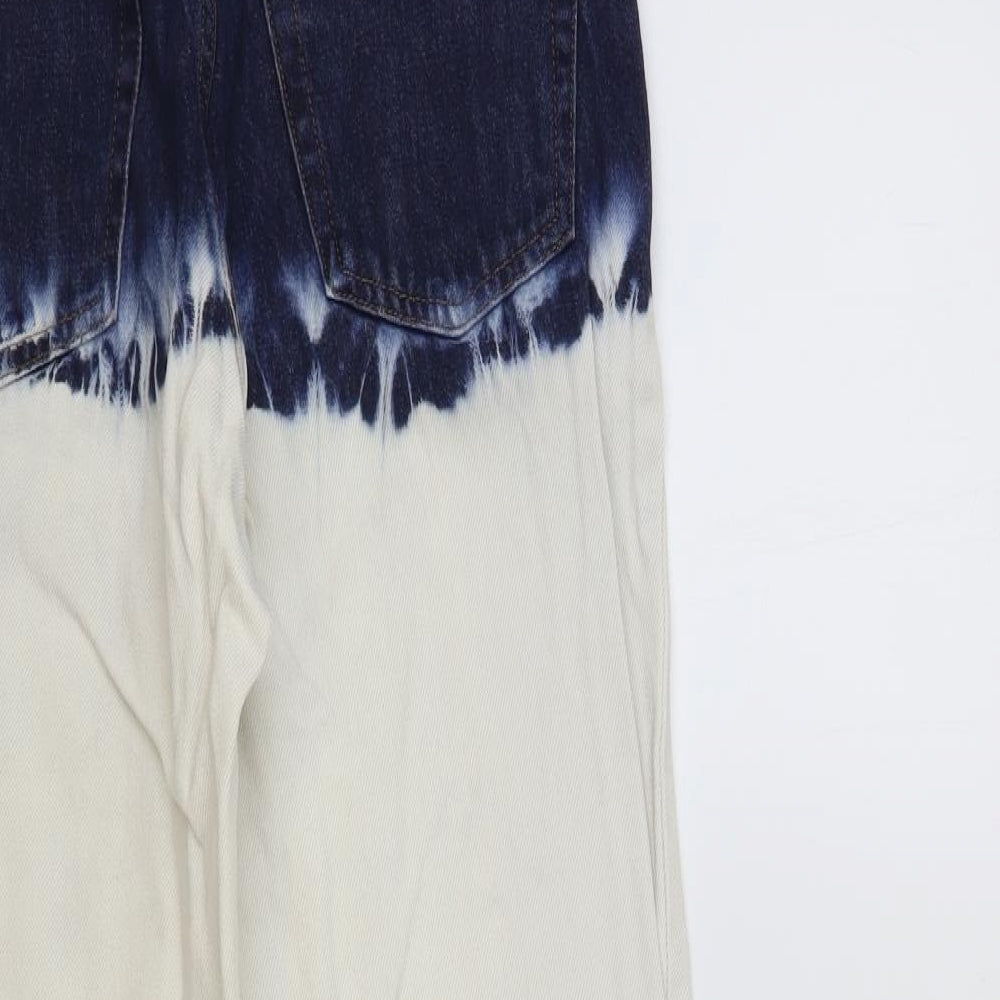 Topshop Womens Multicoloured Cotton Tapered Jeans Size 28 in L32 in Regular Button - Tie-Dye